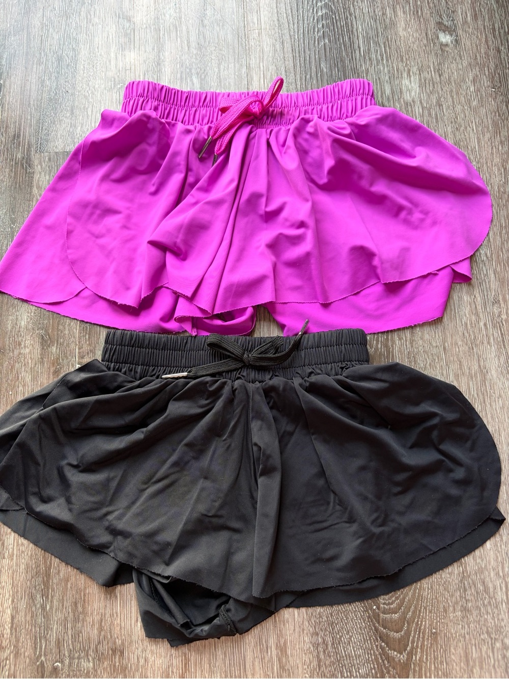 GB girls Layered Athletic Shorts - Magenta & Black